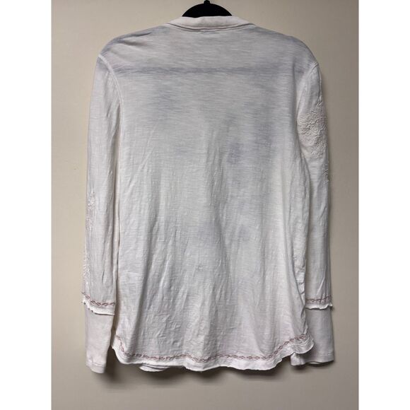 SUNDANCE Summer Blooms Embroidered Jersey Henley Top, Sz S - Picture 8 of 11